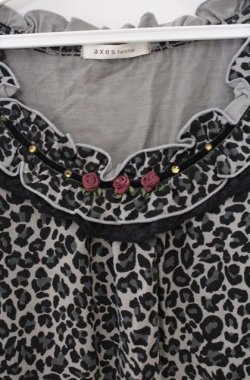 画像2: axes femme / 巻き薔薇レオパードタンク  グレー O-26-04-10-008-AX-TO-IG-OS