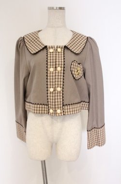 画像1: ALICE and the PIRATES / スクールガールオーバーブラウス ベージュ×ブラウン  O-26-04-10-063-PA-BL-OW-OS