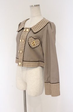 画像2: ALICE and the PIRATES / スクールガールオーバーブラウス ベージュ×ブラウン  O-26-04-10-063-PA-BL-OW-OS