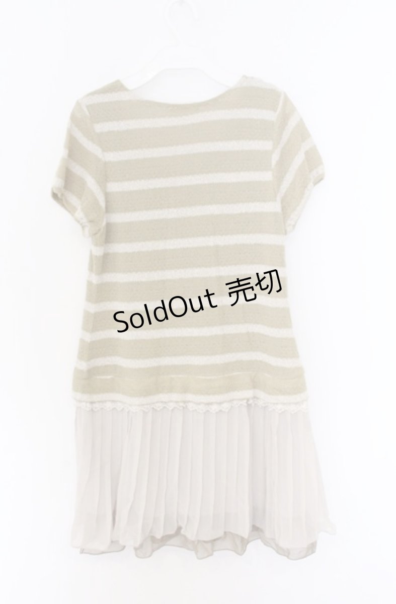 画像3: axes femme / シフォンプリーツボーダーワンピース  グリーン O-26-04-10-010-AX-TO-IG-OS (3)