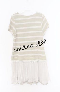 画像3: axes femme / シフォンプリーツボーダーワンピース  グリーン O-26-04-10-010-AX-TO-IG-OS