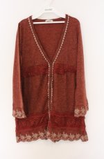 画像1: axes femme / 薔薇刺繍ニットロングカーディガン  オレンジ系 O-26-04-10-011-AX-TO-IG-ZT275 (1)