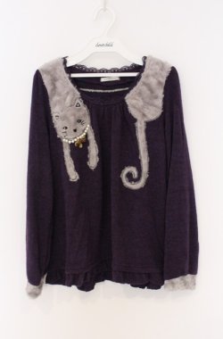 画像1: axes femme / ねこちゃん巻き付きプルオーバー M パープル O-26-04-10-012-AX-TO-IG-OS