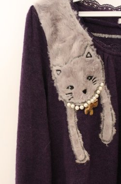 画像2: axes femme / ねこちゃん巻き付きプルオーバー M パープル O-26-04-10-012-AX-TO-IG-OS