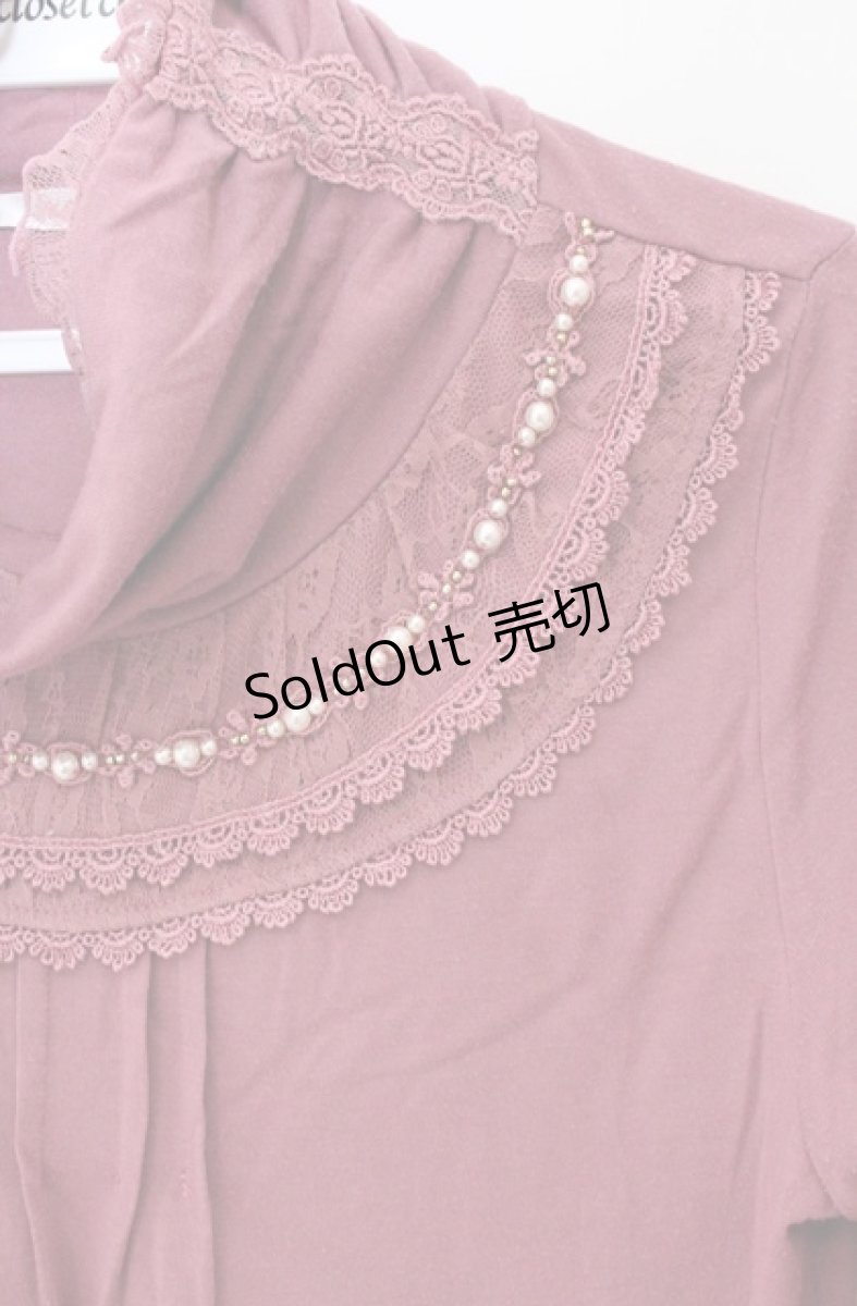 画像2: axes femme / パールレースギャザーネックカットソー M ピンク O-26-04-10-013-AX-TO-IG-OS (2)