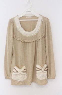 画像1: axes femme / ファー使いチュニ M ベージュ O-26-04-10-017-AX-TO-IG-OS