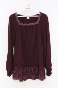 axes femme / ラメ刺繍カットソー M ワイン O-26-04-10-018-AX-TO-IG-OS