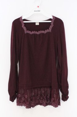 画像1: axes femme / ラメ刺繍カットソー M ワイン O-26-04-10-018-AX-TO-IG-OS