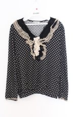 画像1: axes femme / リボンレースドットカットソー M クロ O-26-04-10-020-AX-TO-IG-OS (1)