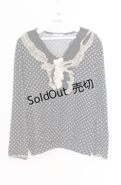 画像1: axes femme / リボンレースドットカットソー M クロ O-26-04-10-020-AX-TO-IG-OS