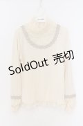 axes femme / レースフリルタートルカットソー M アイボリー O-26-04-10-022-AX-TO-IG-OS