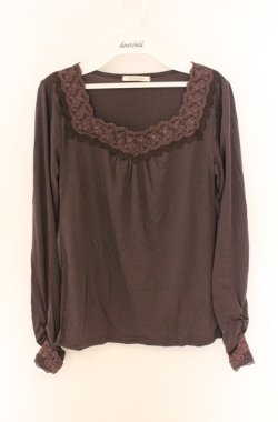 画像1: axes femme / フラワーレース使いインナーカットソー M ブラウン O-26-04-10-023-AX-TO-IG-OS