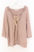 axes femme / 透かしプルオーバー M ピンクベージュ O-26-04-10-024-AX-TO-IG-OS