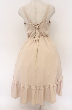 画像3: Honey Cinnamon / タックフリルジャンパースカート  ベージュ O-26-04-10-030-LO-OP-IG-OS