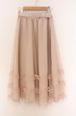 画像1: Honey Cinnamon / パールバックルチュールスカート  ベージュ O-26-04-10-031-LO-SK-IG-OS (1)