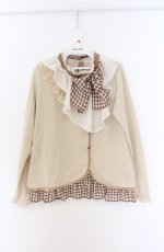 画像1: axes femme / 千鳥格子フリルレイヤード風トップス M ベージュ O-26-04-10-005-AX-TO-IG-OS (1)