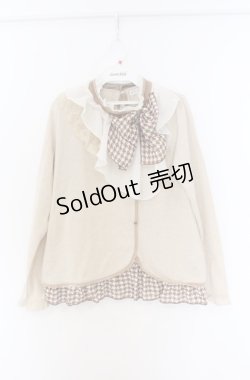 画像1: axes femme / 千鳥格子フリルレイヤード風トップス M ベージュ O-26-04-10-005-AX-TO-IG-OS