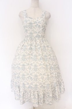 画像1: m petit by misako / ニナスコラボ トワルドジュイジャンパースカート M オフシロ×ブルー O-26-04-10-036-LO-OP-IG-OS