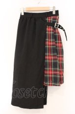 画像1: LISTEN FLAVOR / ベルト付きレイヤード風 アシメプリーツマキシスカート  ブラック×チェック O-26-04-11-031-PU-SK-IG-OS (1)