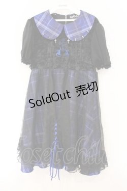 画像1: BLOOD SUPPLY（海外ブランド） / 異素材レイヤードチェックワンピース  ブラック×パープル O-26-04-11-032-GO-OP-IG-OS