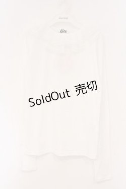 画像1: Katie / 刺繍入りレース丸襟カットソー F シロ O-26-04-11-042-LO-TO-YM-OS