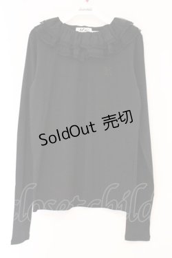 画像1: Katie / 刺繍入りレース丸襟カットソー F クロ O-26-04-11-043-LO-TO-YM-OS