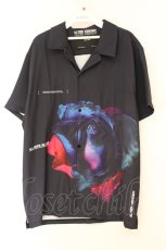 画像1: ALTER VENOMV / ローズプリント開襟半袖シャツ  ブラック O-26-04-11-044-PU-BL-YM-OS (1)