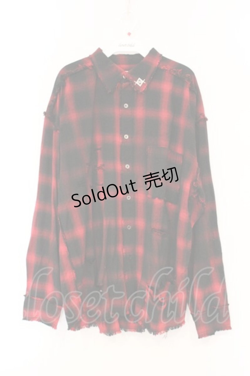 画像1: REFLEM / バックプリント加工チェックシャツ F レッド O-26-04-11-045-PU-BL-YM-OS (1)