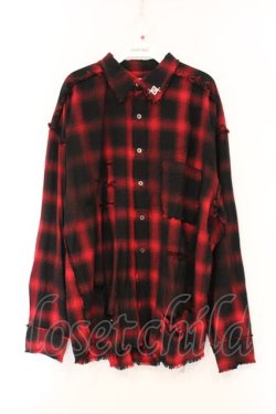 画像1: REFLEM / バックプリント加工チェックシャツ F レッド O-26-04-11-045-PU-BL-YM-OS
