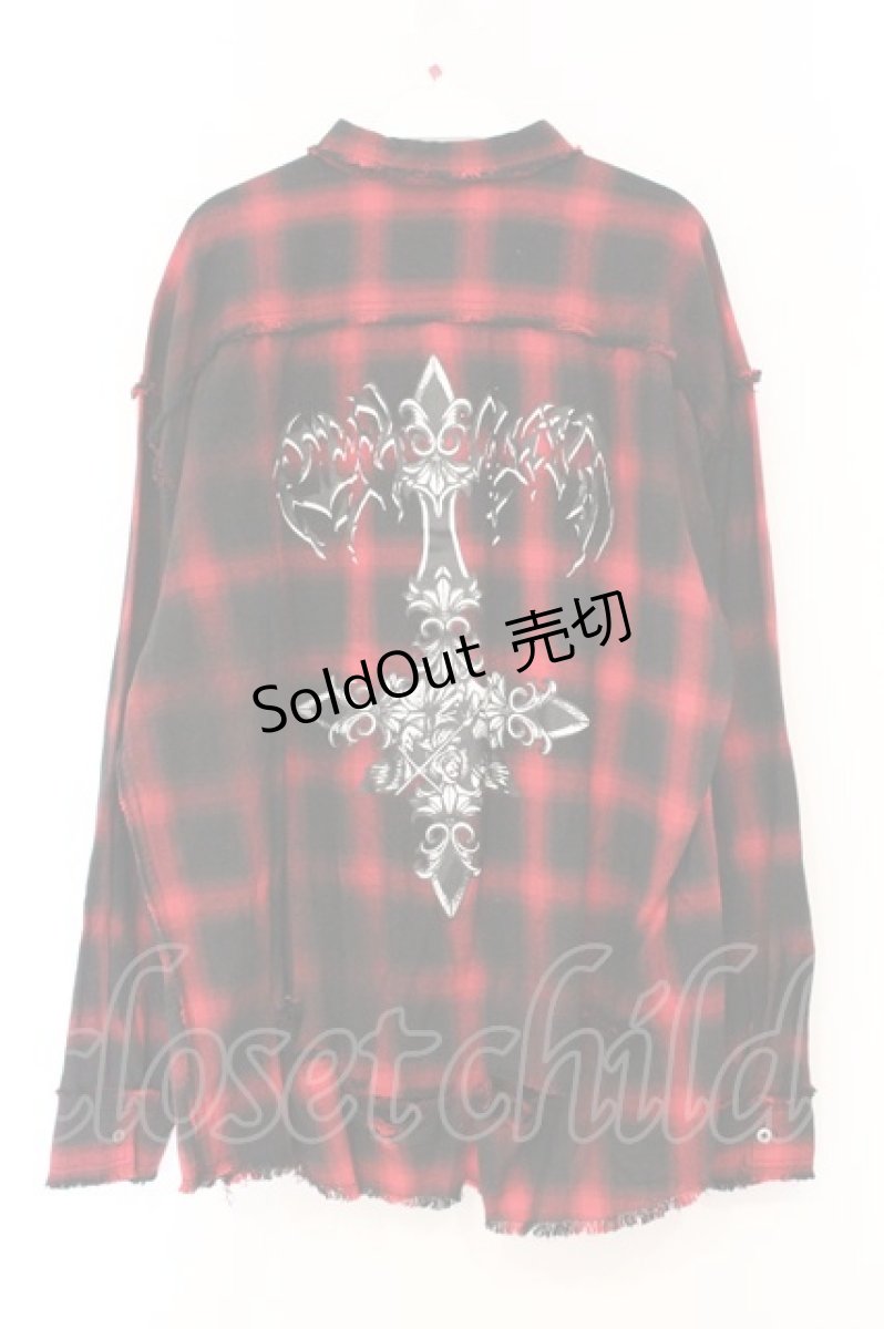画像4: REFLEM / バックプリント加工チェックシャツ F レッド O-26-04-11-045-PU-BL-YM-OS (4)