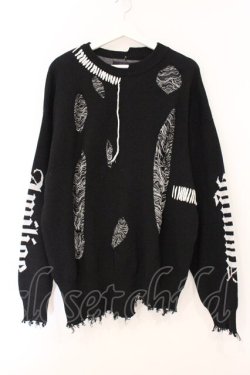 画像1: Amilige / ダメージBIGニットソー  ブラック O-26-04-11-048-PU-TO-YM-OS