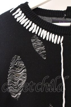 画像2: Amilige / ダメージBIGニットソー  ブラック O-26-04-11-048-PU-TO-YM-OS