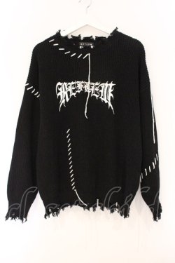 画像1: REFLEM / ステッチングプルオーバーニット F ブラック O-26-04-11-049-PU-TO-YM-OS