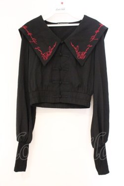 画像1: PUNK RAVE / チャイナボタンブラウス  ブラック×レッド O-26-04-11-057-PU-BL-IG-OS