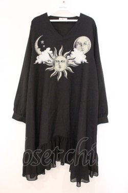 画像1: Drug Honey / 月と太陽ワンピース  ブラック O-26-04-11-063-PU-OP-IG-OS