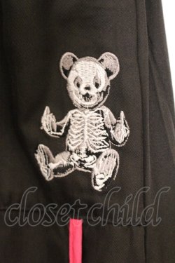 画像2: Drug Honey / スケルトンテディ刺繍ナイロンパンツ  ブラック×ピンク O-26-04-11-065-PU-PA-IG-OS