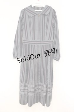 画像1: Jane Marple Dans Le Salon / レジメンタルストライプワンピース M グレー O-26-04-11-008-JM-OP-IG-OS