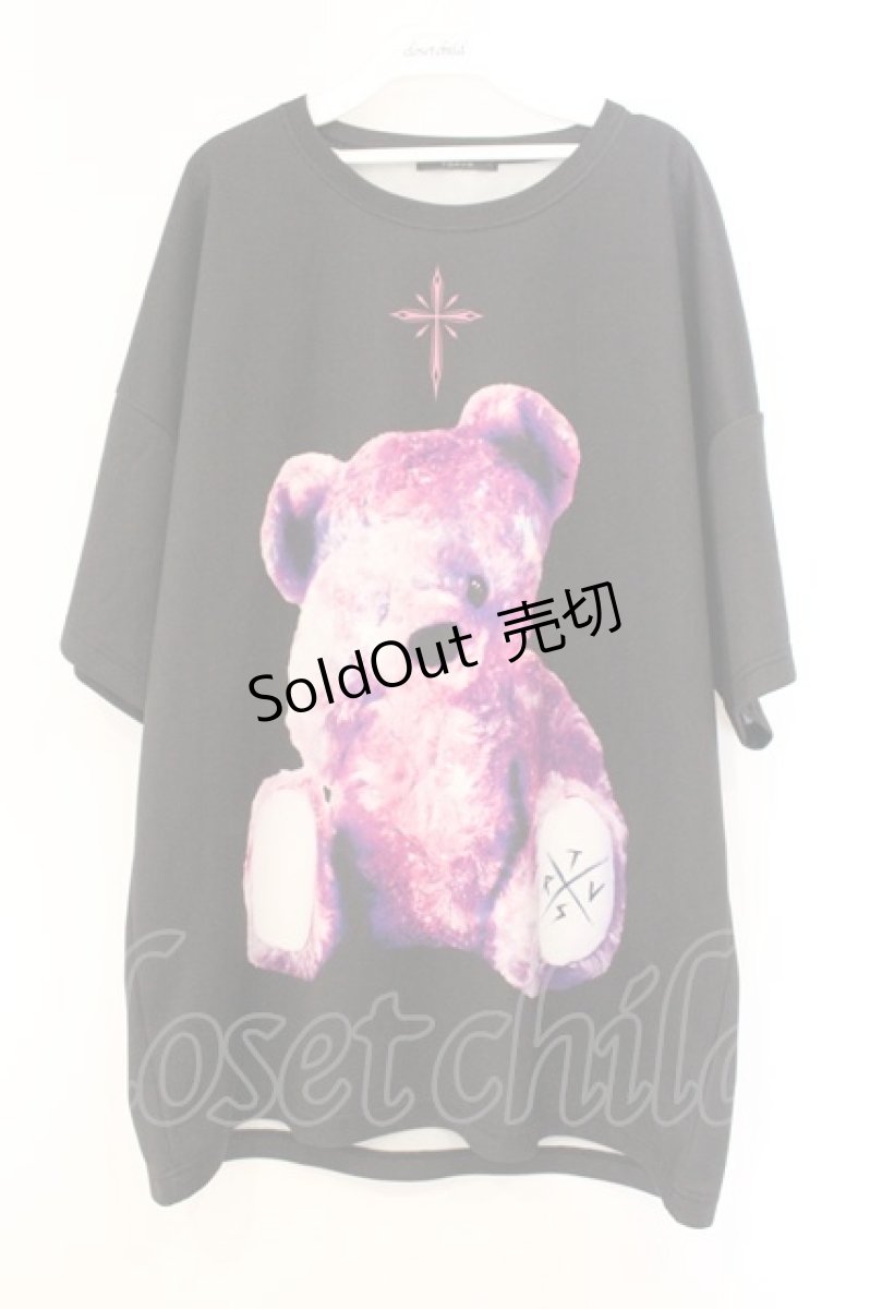 画像1: TRAVAS TOKYO / Bright furry bear BIG Tee   ブラック×ピンク O-26-04-11-067-PU-BL-IG-OS (1)