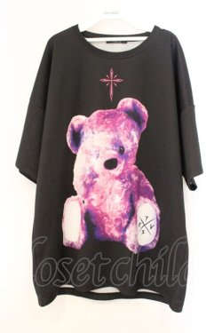 画像1: TRAVAS TOKYO / Bright furry bear BIG Tee   ブラック×ピンク O-26-04-11-067-PU-BL-IG-OS