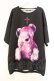 画像1: TRAVAS TOKYO / Bright furry bear BIG Tee   ブラック×ピンク O-26-04-11-067-PU-BL-IG-OS (1)