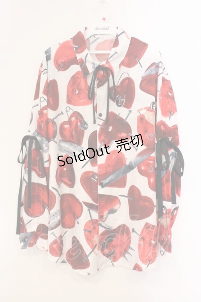 画像1: TRAVAS TOKYO / Emotinal scars shirt  ホワイト×レッド O-26-04-11-070-PU-BL-IG-OS (1)