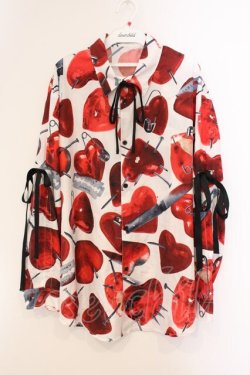 画像1: TRAVAS TOKYO / Emotinal scars shirt  ホワイト×レッド O-26-04-11-070-PU-BL-IG-OS