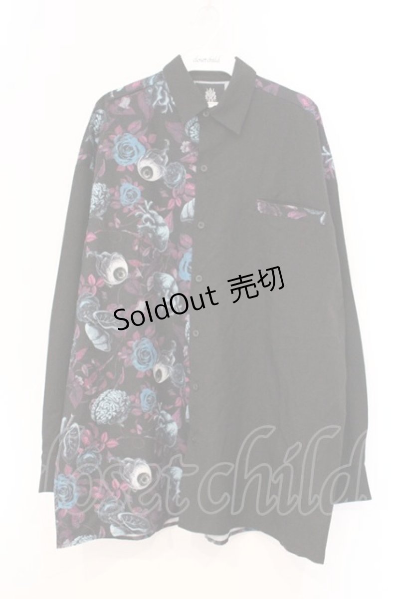 画像1: Drug Honey / 臓器の花園バイカラーシャツ  ブラック×パープル×ブルー O-26-04-11-071-PU-BL-IG-OS (1)