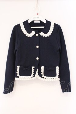 画像1: MILK / プリーツフリルスウェットカーディガン  ネイビー O-26-04-11-009-ML-TO-IG-OS