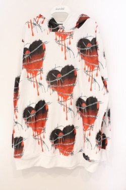 画像1: TRAVAS TOKYO / ハート有刺鉄線パーカー  ホワイト O-26-04-11-079-PU-TO-IG-OS