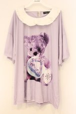 画像1: TRAVAS TOKYO / ×SUMIRE SATO SPECIAL COLLABORATION 佐藤 すみれ/ケーキくまTシャツ  ラベンダー O-26-04-11-083-PU-TO-IG-OS (1)