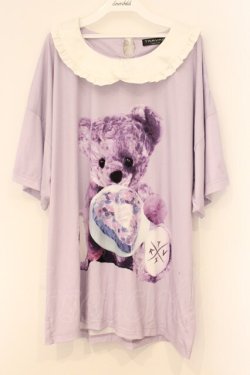 画像1: TRAVAS TOKYO / ×SUMIRE SATO SPECIAL COLLABORATION 佐藤 すみれ/ケーキくまTシャツ  ラベンダー O-26-04-11-083-PU-TO-IG-OS