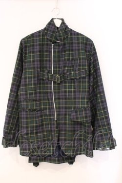 画像1: MILKBOY / ナイロン切り替えベルテッドジャケット  グリーン×パープルチェック O-26-04-11-086-MB-JA-IG-OS