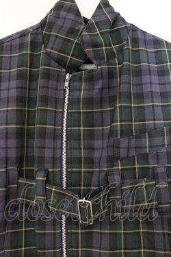 画像2: MILKBOY / ナイロン切り替えベルテッドジャケット  グリーン×パープルチェック O-26-04-11-086-MB-JA-IG-OS
