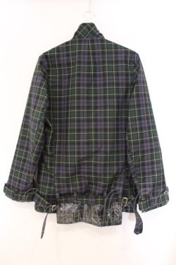 画像4: MILKBOY / ナイロン切り替えベルテッドジャケット  グリーン×パープルチェック O-26-04-11-086-MB-JA-IG-OS